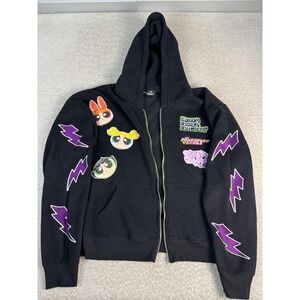 Civil Regime Powerpuff Girls Hoodie Mens XL Black Full Zip Graphic Sweatshirt